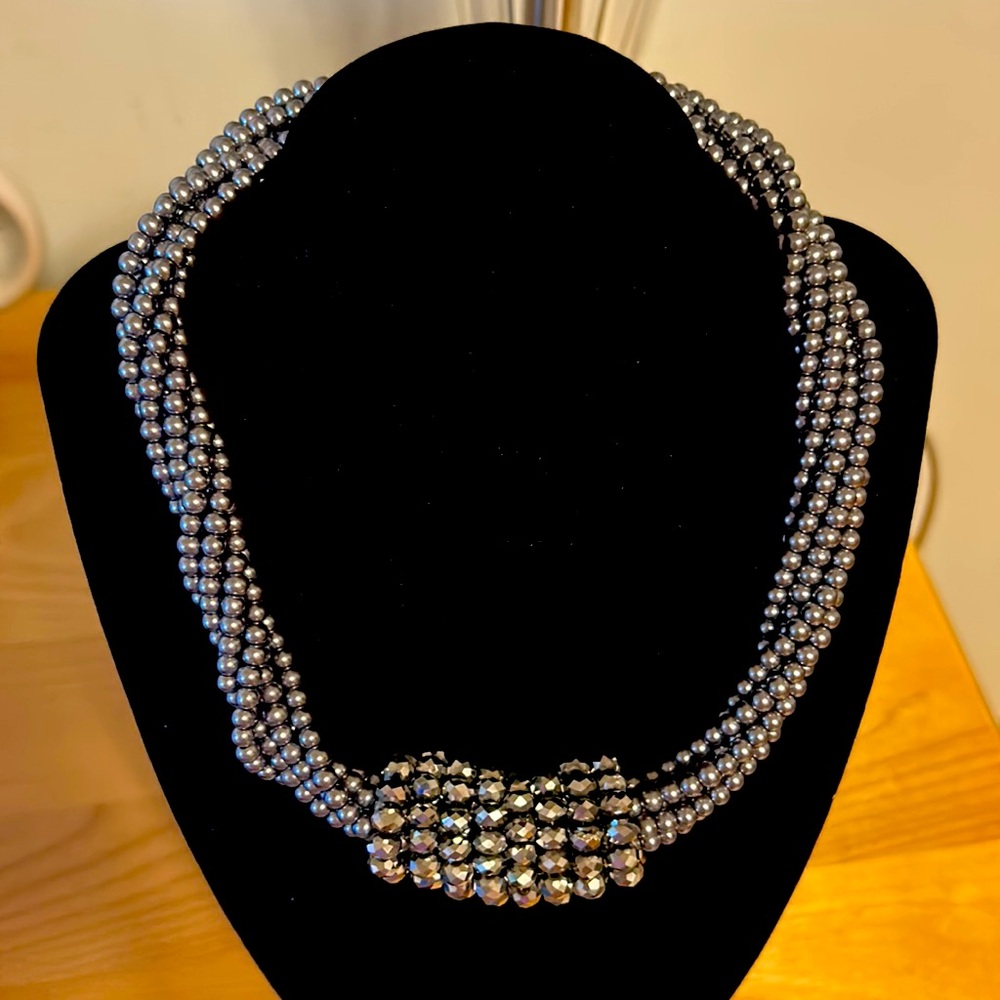 Hematite Crystal Multi Strand Necklace